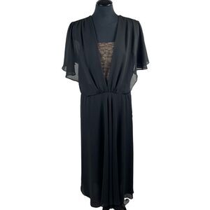 Ursula Of Switzerland Black Flowy Evening Midi Dress - Women’s 14